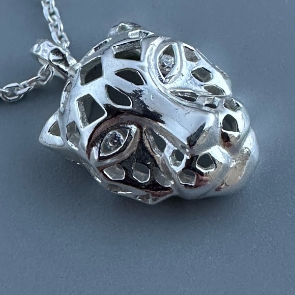 Sterling Silver CZ Cheetah Necklace - Picture 9 of 10